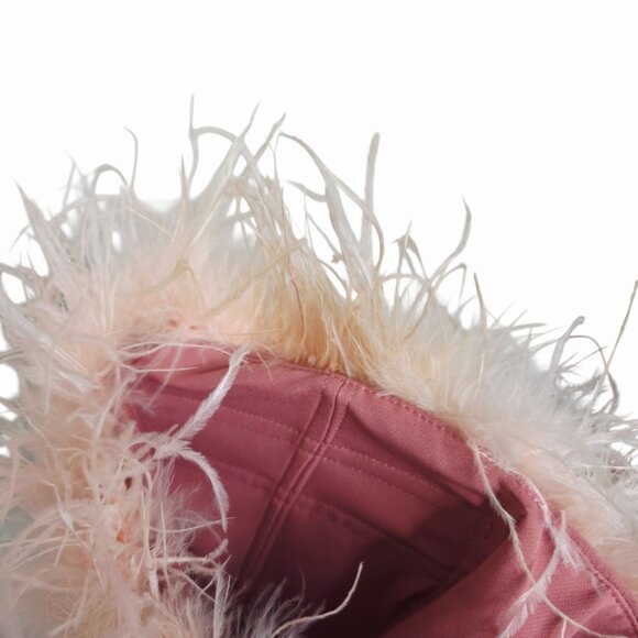 House of CB Alexa Mini Dress Warm Pink Feather Strapless Size S - Picture 10 of 14